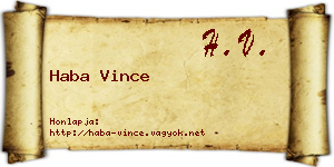 Haba Vince névjegykártya